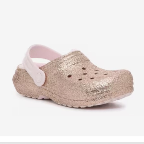 Crocs Classic Glitter Lined Clog - Kids' in color: gold metallic - Picture 1 of 6